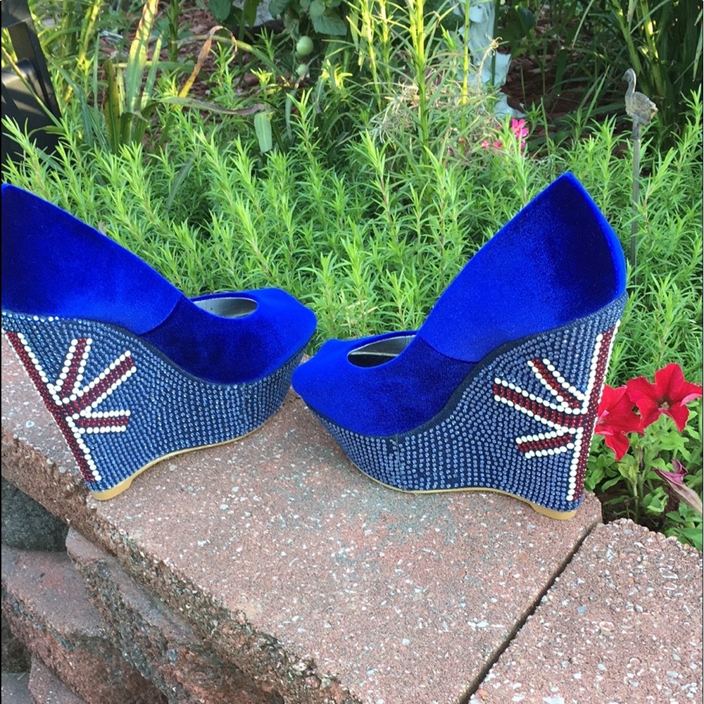 COPY - SunTour Euro 40 🇬🇧 VINTAGE Platform Peep-toe Wedge Leather & Rhinestone - Picture 17 of 17